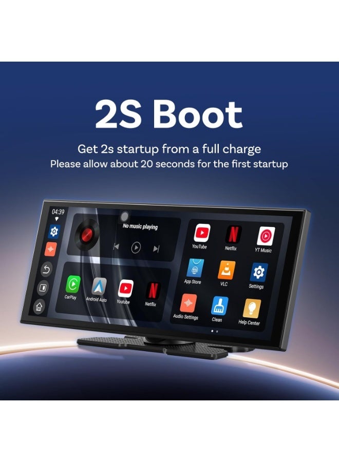 OTTOCAST 11.4” Wireless Portable CarPlay & Android Auto Screen with Rear Camera – 1920x720 HD 60FPS Touch Display, Dual Bluetooth, GPS Navigation, Voice Control, OTA Update, Split Screen - Image 4